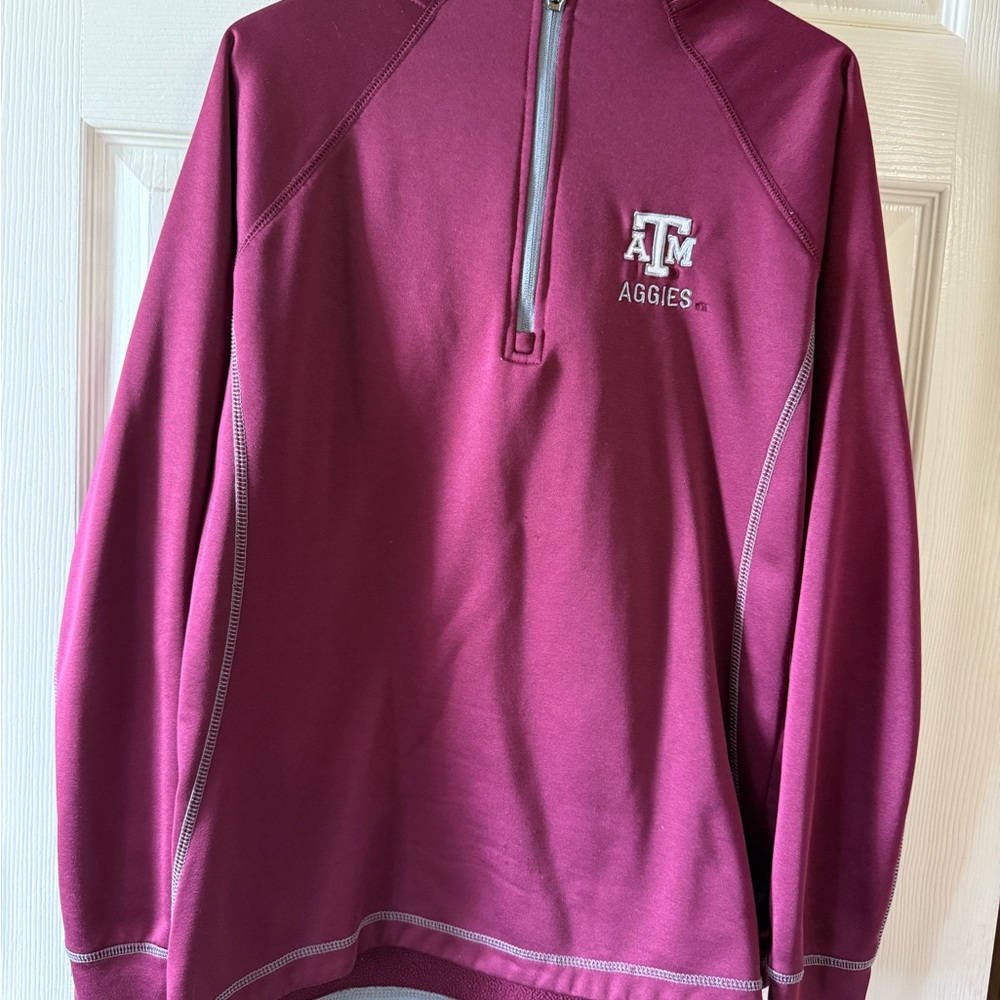 Maroon and White hoodie Quater-Zip Top Texas A&M University
